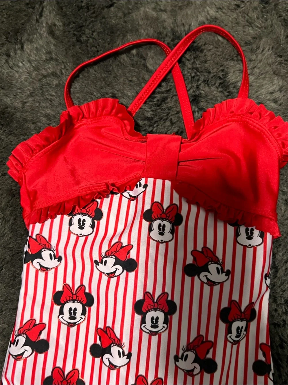 Disney Minnie Mouse Striped One-Piece Kids Swim Size 4